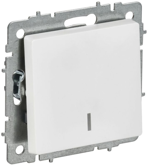 IEK BRITE Выключатель 1-клавишный с индикацией 10А ВС10-1-1-БрАБ арктический белый IEK, BR-V10-1-10-K91