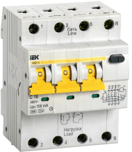 KARAT Автоматический выключатель дифференциального тока АВДТ 34 C16 100мА тип A IEK, MAD22-6-016-C-100