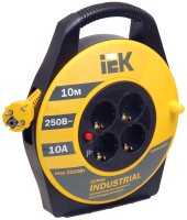 INDUSTRIAL Катушка УК10 4 места с заземлением с термозащитой 3х1,0мм2 10м IEK