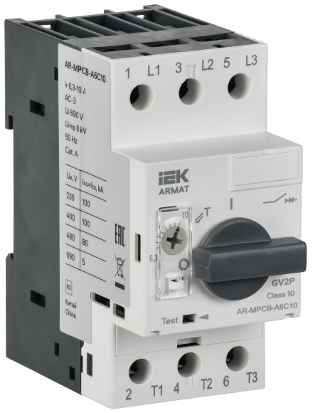 IEK ARMAT Автоматический выключатель защиты двигателя A6 GV2P 6,3-10А IEK, AR-MPCB-A6C10