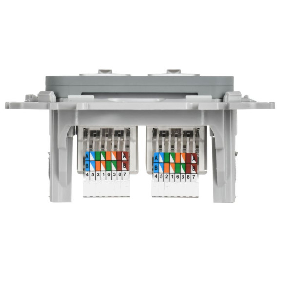 IEK FLITE Розетка 2-местная компьютерная RJ45 категория 5Е UTP РК5е-2-0-ФлС серый IEK, FI-K22-1-K03