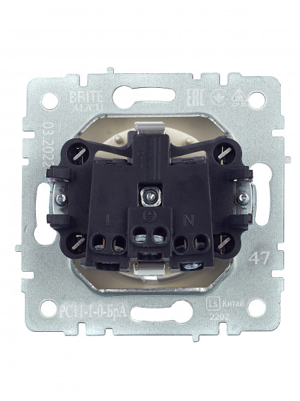 IEK BRITE Розетка 1-местная с заземлением без защитных шторок 16А РС11-1-0-БрА алюминий , BR-R11-16-K47