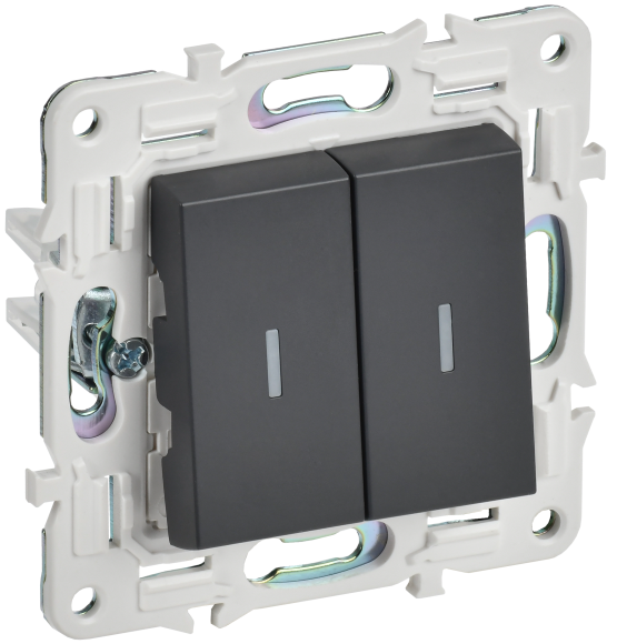 IEK SKANDY Выключатель 2-клавишный с индикацией 10А SK-V09T титан , SK-V20-1-10-K48