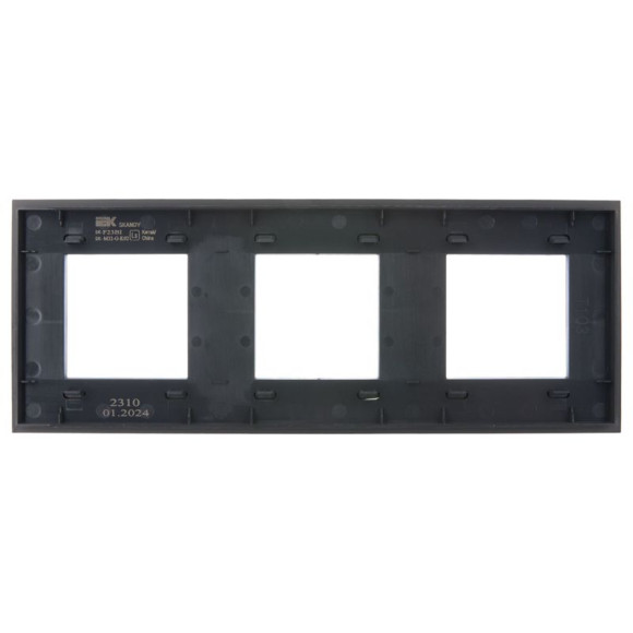 IEK SKANDY Рамка 3-местная SK-F23Bl стекло черный , SK-M32-G-K02