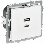 BRITE Розетка USB A+C 45Вт высокоскоростная зарядка РЮ11-2-БрАБ арктический белый , BR-U22-045-K91