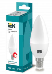 Лампа светодиодная C35 свеча 7Вт 230В 4000К E14 IEK, LLE-C35-7-230-40-E14