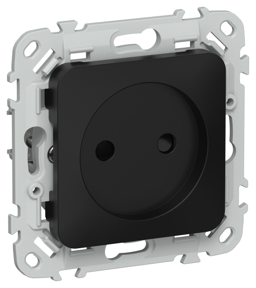 IEK FLITE Розетка без заземления с защитными шторками 10А РСш01-0-ФлЧ черный IEK, FI-R13-10-K02