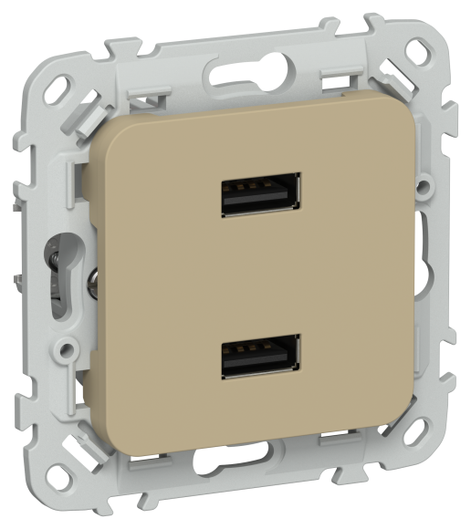 IEK FLITE Розетка USB A+A 3,1А РЮ-2-ФлХ хаки IEK, FI-U21-D31-K59