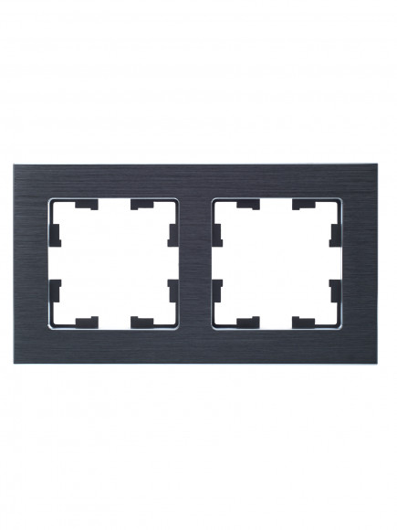 IEK BRITE Рамка 2 -местная РУ-2-1-БрА металл алюминий , BR-M22-M-K47