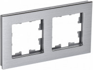 BRITE Рамка 2 -местная РУ-2-1-БрА металл алюминий , BR-M22-M-K47