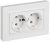 IEK BRITE Розетка 2-местная с заземлением без защитных шторок плоская 16А в сборе РСПл12-3-БрАБ арктический белый , BR-R27-16-K91-F