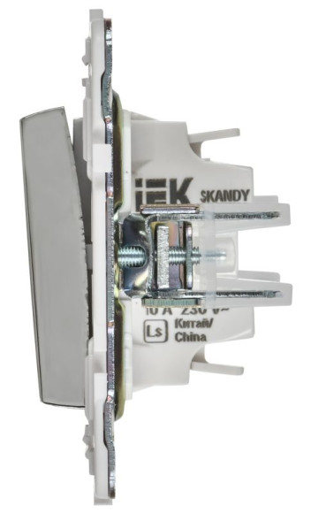 IEK SKANDY Выключатель 2-клавишный 10А SK-V04N металл никель , SK-V20-0-10-K50
