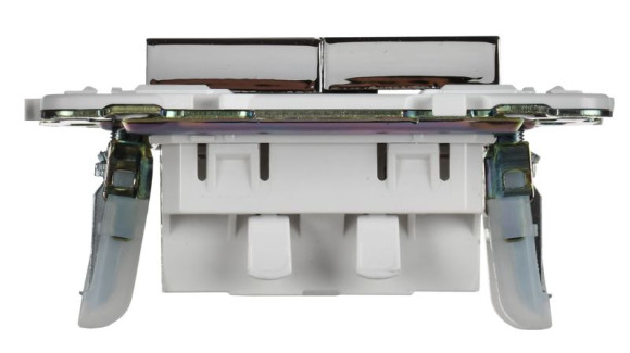 IEK SKANDY Выключатель 2-клавишный 10А SK-V04N металл никель , SK-V20-0-10-K50