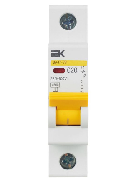 IEK KARAT Автоматический выключатель ВА47-29 1P C 20А 4,5кА IEK, MVA20-1-020-C
