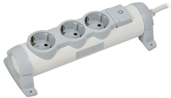 IEK COMFORT Удлинитель У03К 3 места 2P+PE 3м 3х1,5мм2 16А белый IEK, 694622