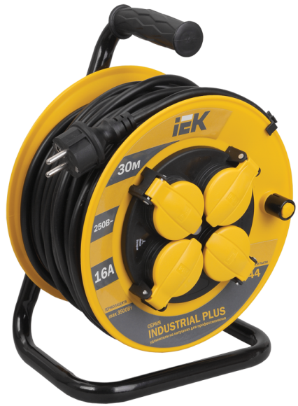 IEK INDUSTRIAL PLUS Катушка УК30 4 места IP44 с заземлением с термозащитой 3х1,5мм2 30м IEK
