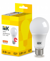 Лампа светодиодная ALFA A60 груша 8Вт 230В 3000К E27 (6шт) IEK, LLA-A60-8-230-30-E27-6