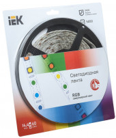 Лента LED 5м блистер LSR-5050RGB60-14,4-IP65-12V полноцветная IEK, LSR2-3-060-65-1-05