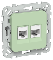 FLITE Розетка 2-местная RJ45/RJ11 категория 5Е/3 UTP РКТ5е/3-2-0-ФлФ фисташковый IEK, FI-KT22-1-K93