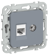 FLITE Розетка 2-местная RJ45/TV категория 5Е UTP РКТВ5е-2-0-ФлМ маренго IEK, FI-AK22-1-K35