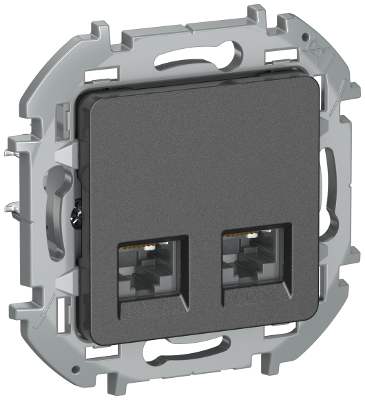 IEK IEKINSPIRIA Розетка компьютерная двойная RJ45 категория 6 UTP 6738431 антрацит IEK
