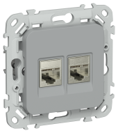 FLITE Розетка 2-местная RJ45/RJ11 категория 6/3 STP РКТ6/3-2-1-ФлС серый IEK, FI-KT21-2-K03