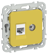 FLITE Розетка 2-местная RJ45/TV категория 5Е UTP РКТВ5е-2-0-ФлЖК желтый карри IEK, FI-AK22-1-K44