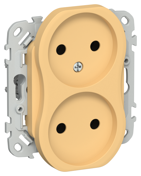 IEK FLITE Розетка 2-местная без заземления без защитных шторок безвинтовое крепление 10А РС02-1-ФлЗ золотарник IEK, FI-R20-10-1-K90