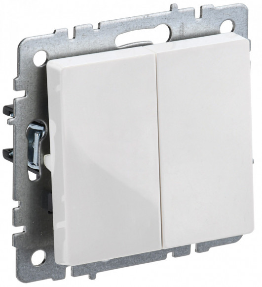 IEK BRITE Выключатель 2-клавишный проходной 10А ВС10-2-6-БрБ белый IEK, BR-V22-0-10-K01