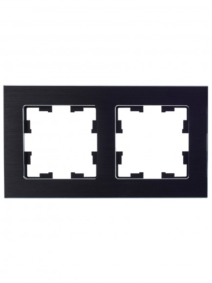 IEK BRITE Рамка 2 -местная РУ-2-1-БрЧ металл черный , BR-M22-M-K02