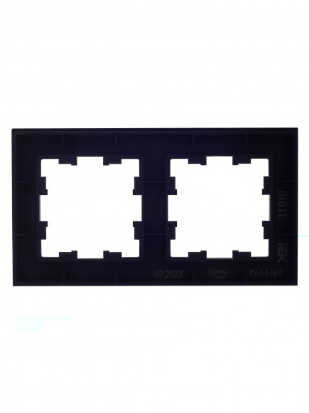 IEK BRITE Рамка 2 -местная РУ-2-1-БрЧ металл черный , BR-M22-M-K02