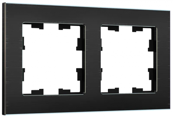 IEK BRITE Рамка 2 -местная РУ-2-1-БрЧ металл черный IEK, BR-M22-M-K02