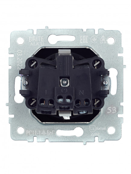 IEK BRITE Розетка 1-местная с заземлением без защитных шторок 16А РС11-1-0-БрГ графит , BR-R11-16-K53