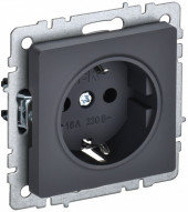 BRITE Розетка 1-местная с заземлением без защитных шторок 16А РС11-1-0-БрГ графит , BR-R11-16-K53
