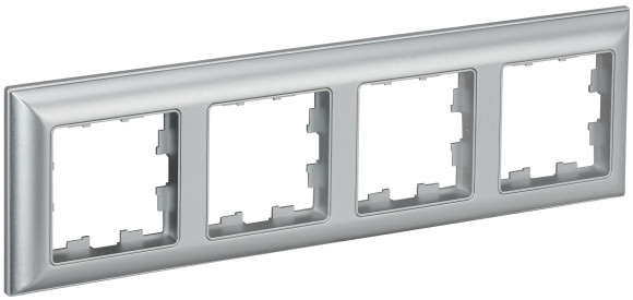 IEK BRITE Рамка 4-местная РУ-4-Бр алюминий/алюминий IEK, BR-M42-12-K47