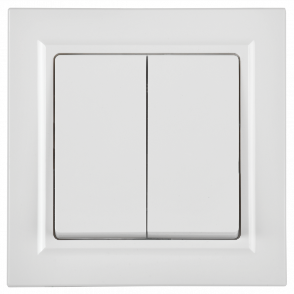 IEK BRITE Выключатель 2-клавишный 10А в сборе ВСР10-2-0-БрАБ арктический белый , BR-V20-0-10-K91-F