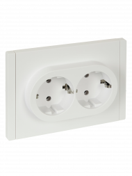 FORTE&PIANO Розетка 2-местная с заземлением без защитных шторок безвинтовое крепление 16А FP224 белый , FP-R21-16-1-K01