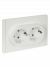 IEK FORTE&PIANO Розетка 2-местная с заземлением без защитных шторок безвинтовое крепление 16А FP224 белый , FP-R21-16-1-K01