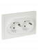 IEK FORTE&PIANO Розетка 2-местная с заземлением без защитных шторок безвинтовое крепление 16А FP224 белый , FP-R21-16-1-K01