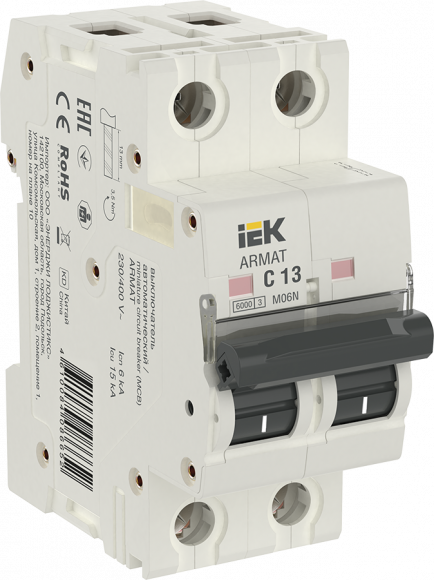 IEK ARMAT Автоматический выключатель M06N 2P C 13А IEK, AR-M06N-2-C013