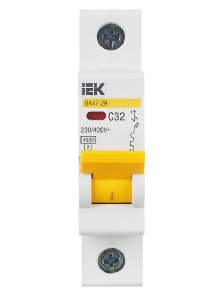 IEK KARAT Автоматический выключатель ВА47-29 1P C 32А 4,5кА IEK, MVA20-1-032-C IEK KARAT Автоматический выключатель ВА47-29 1P C 32А 4,5кА IEK, MVA20-1-032-C