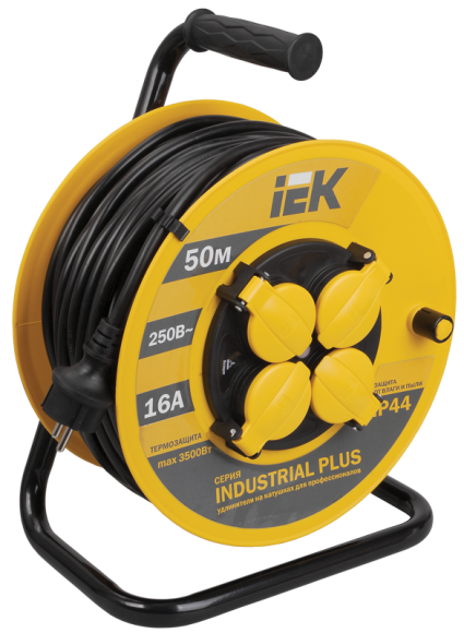 IEK INDUSTRIAL PLUS Катушка УК50 4 места IP44 с заземлением с термозащитой 3х1,5мм2 50м IEK
