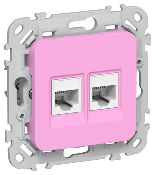 IEK FLITE Розетка 2-местная компьютерная RJ45 категория 5Е UTP РК5е-2-0-ФлПр пурпурный IEK, FI-K22-1-K99