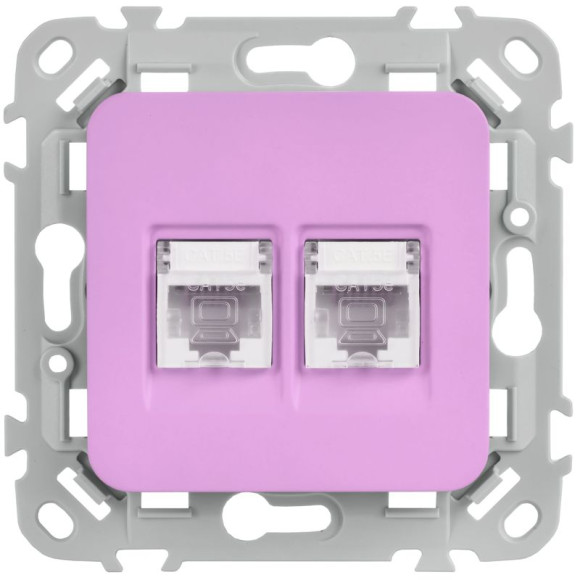 IEK FLITE Розетка 2-местная компьютерная RJ45 категория 5Е UTP РК5е-2-0-ФлПр пурпурный IEK, FI-K22-1-K99