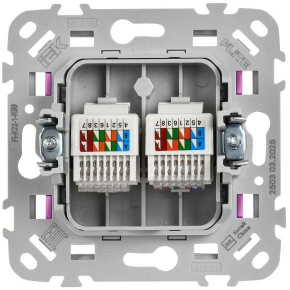 IEK FLITE Розетка 2-местная компьютерная RJ45 категория 5Е UTP РК5е-2-0-ФлПр пурпурный IEK, FI-K22-1-K99