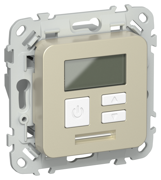 IEK FLITE Термостат электронный с дисплеем 16А Т-ФлШ шампань IEK, FI-RT11-K37