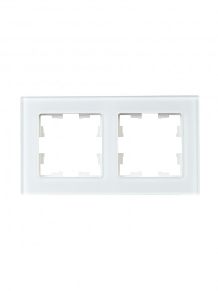 IEK BRITE Рамка 2 -местная РУ-2-2-БрБ стекло белый , BR-M22-G-K01