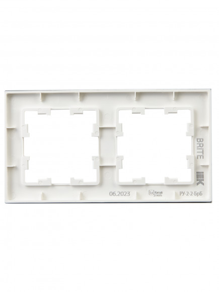 IEK BRITE Рамка 2 -местная РУ-2-2-БрБ стекло белый , BR-M22-G-K01