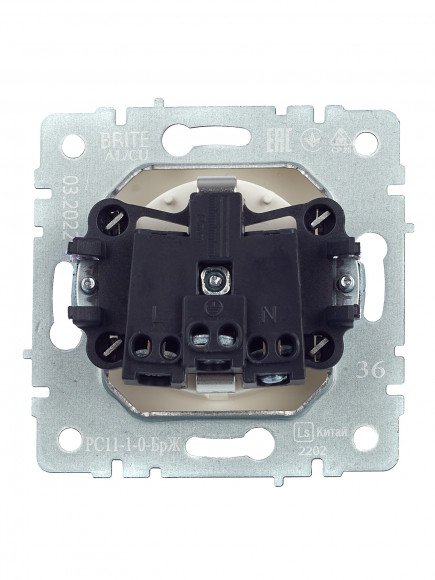 IEK BRITE Розетка 1-местная с заземлением без защитных шторок 16А РС11-1-0-БрЖ жемчуг , BR-R11-16-K36