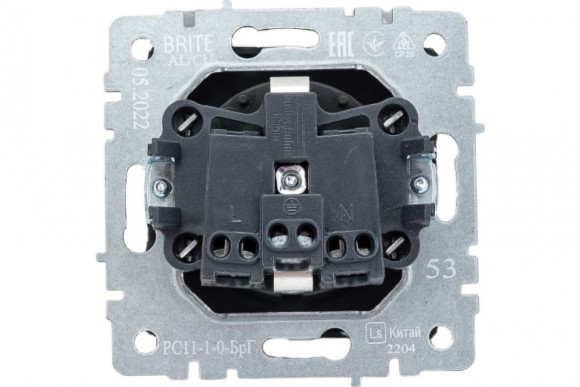 IEK BRITE Розетка 1-местная с заземлением без защитных шторок 16А РС11-1-0-БрЖ жемчуг , BR-R11-16-K36